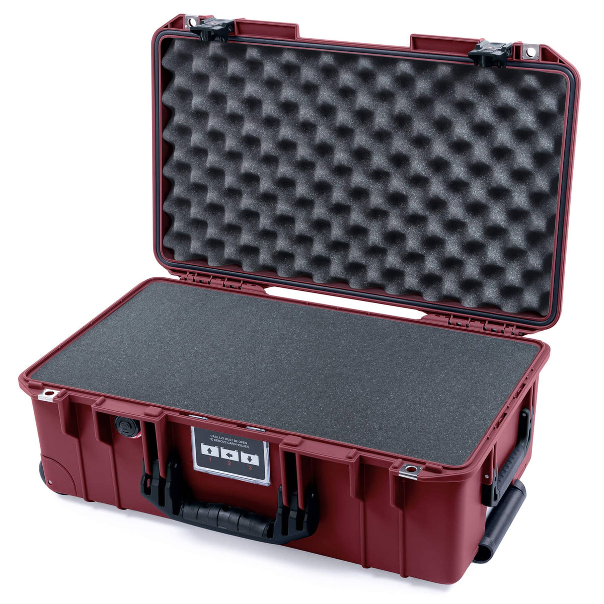 Pelican 1535 Air Case, Oxblood with Black Handles &amp; TSA Locking Latches Pick &amp; Pluck Foam with Convoluted Lid Foam ColorCase 015350-0001-510-L10