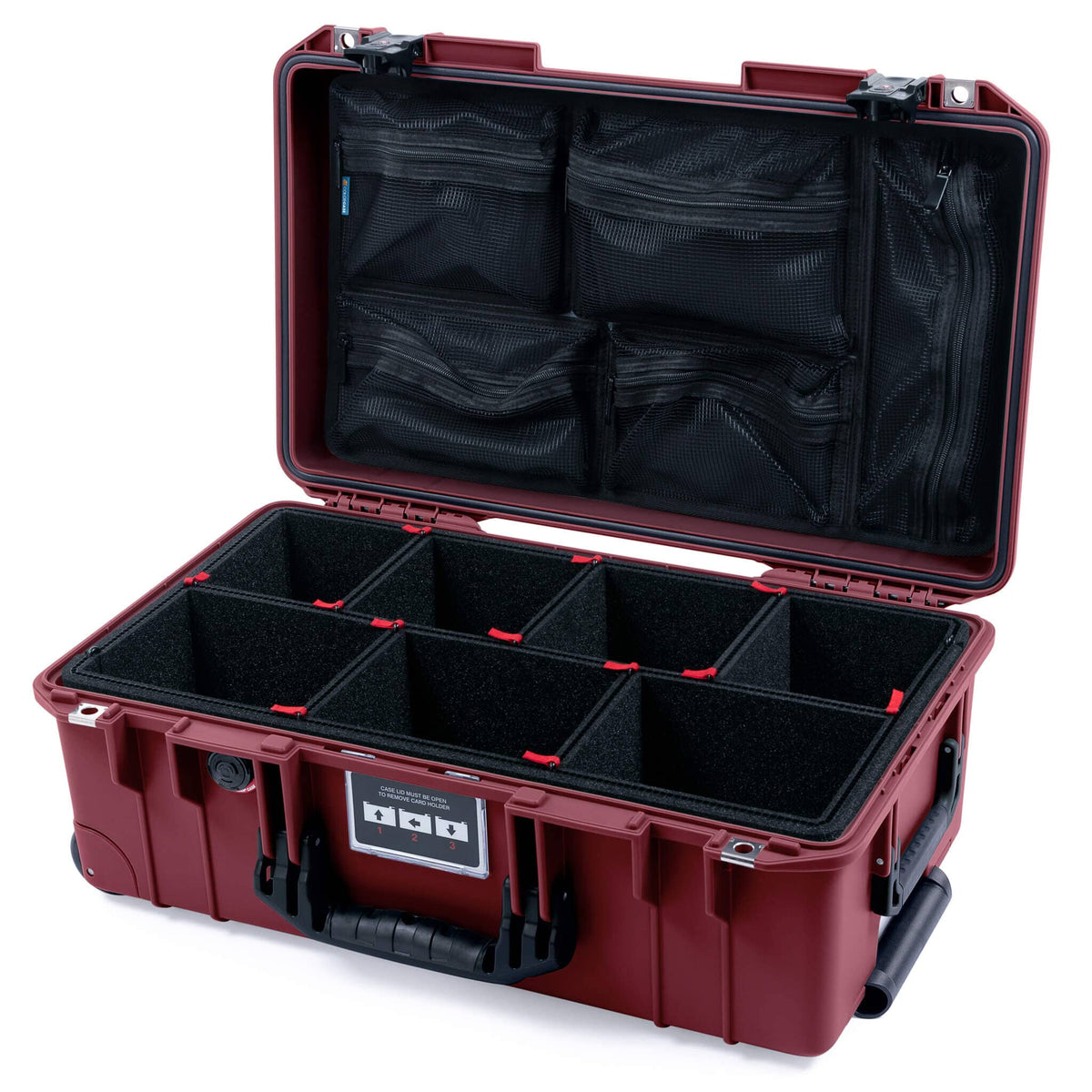 Pelican 1535 Air Case, Oxblood with Black Handles &amp; TSA Locking Latches TrekPak Divider System with Mesh Lid Organizer ColorCase 015350-0120-510-L10