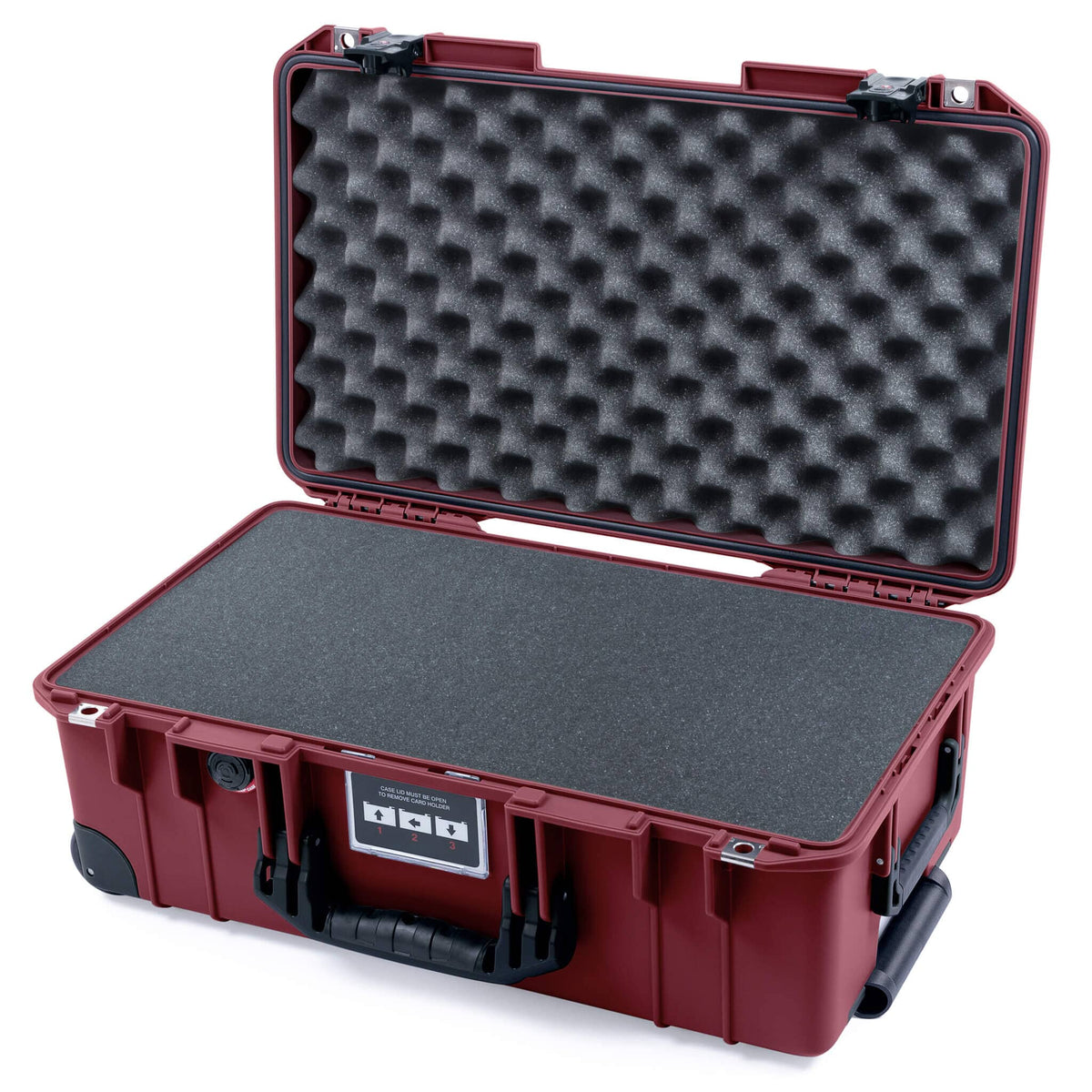 Pelican 1535 Air Case, Oxblood with Black Handles, TSA Locking Latches &amp; Trolley Pick &amp; Pluck Foam with Convoluted Lid Foam ColorCase 015350-0001-510-L10-110