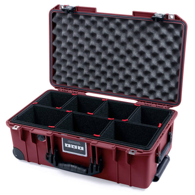 Pelican 1535 Air Case, Oxblood with Black Handles, TSA Locking Latches & Trolley TrekPak Divider System with Convoluted Lid Foam ColorCase 015350-0020-510-L10-110