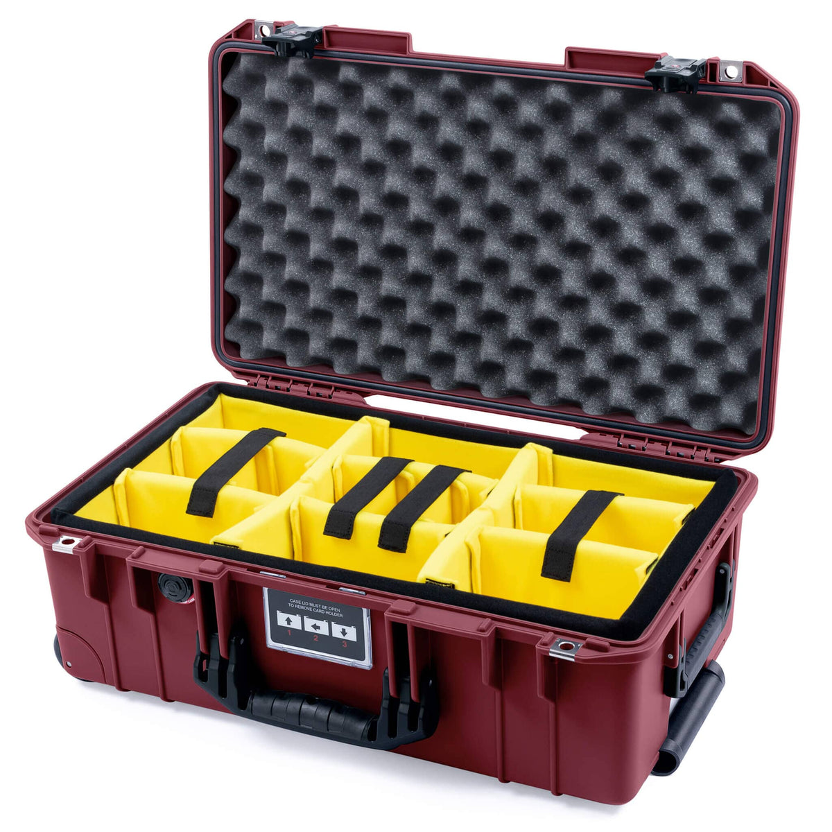 Pelican 1535 Air Case, Oxblood with Black Handles &amp; TSA Locking Latches Yellow Padded Microfiber Dividers with Convoluted Lid Foam ColorCase 015350-0010-510-L10