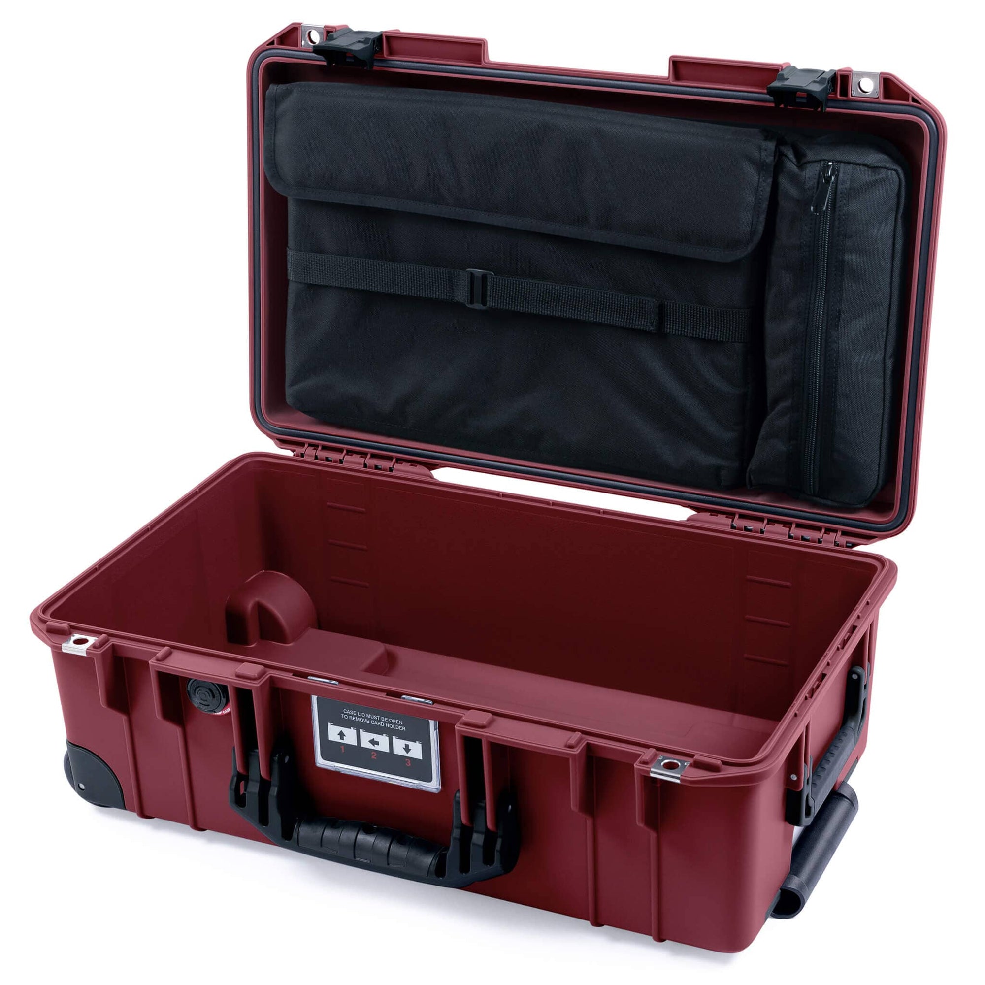 Pelican 1535 Air Case, Oxblood with Black Handles, Latches & Trolley Laptop Computer Lid Pouch Only ColorCase 015350-0200-510-111-110