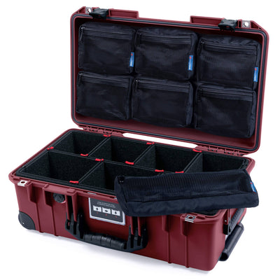 Pelican 1535 Air Case, Oxblood with Black Handles, Latches & Trolley TrekPak Divider System with 7-Piece Removable Mesh Pouches ColorCase 015350-0720-510-111-110