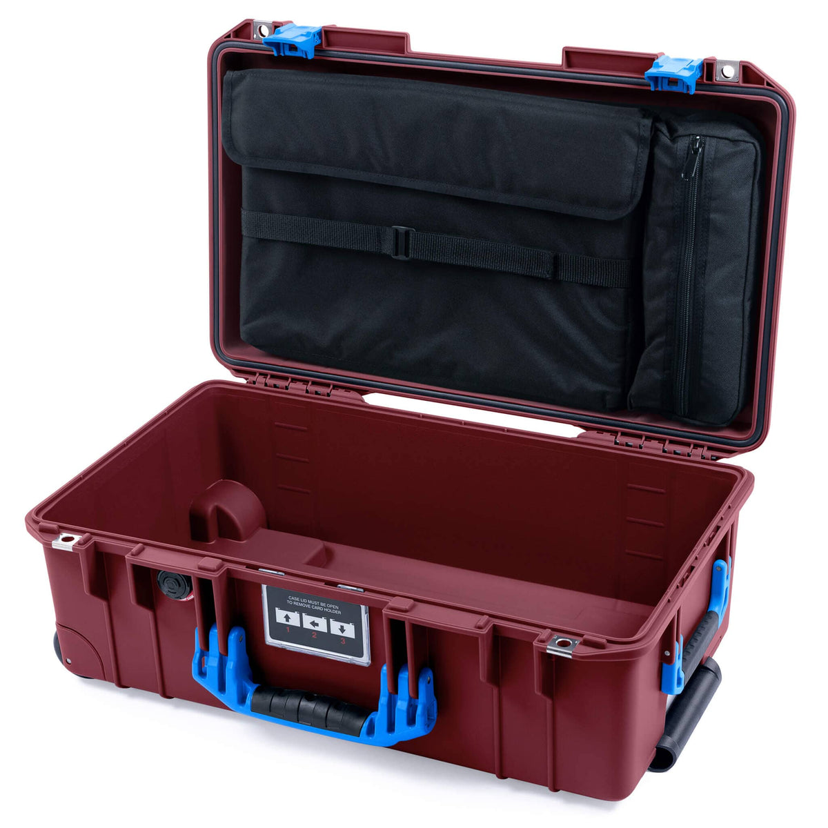 Pelican 1535 Air Case, Oxblood with Blue Handles &amp; Latches Laptop Computer Lid Pouch Only ColorCase 015350-0200-510-121