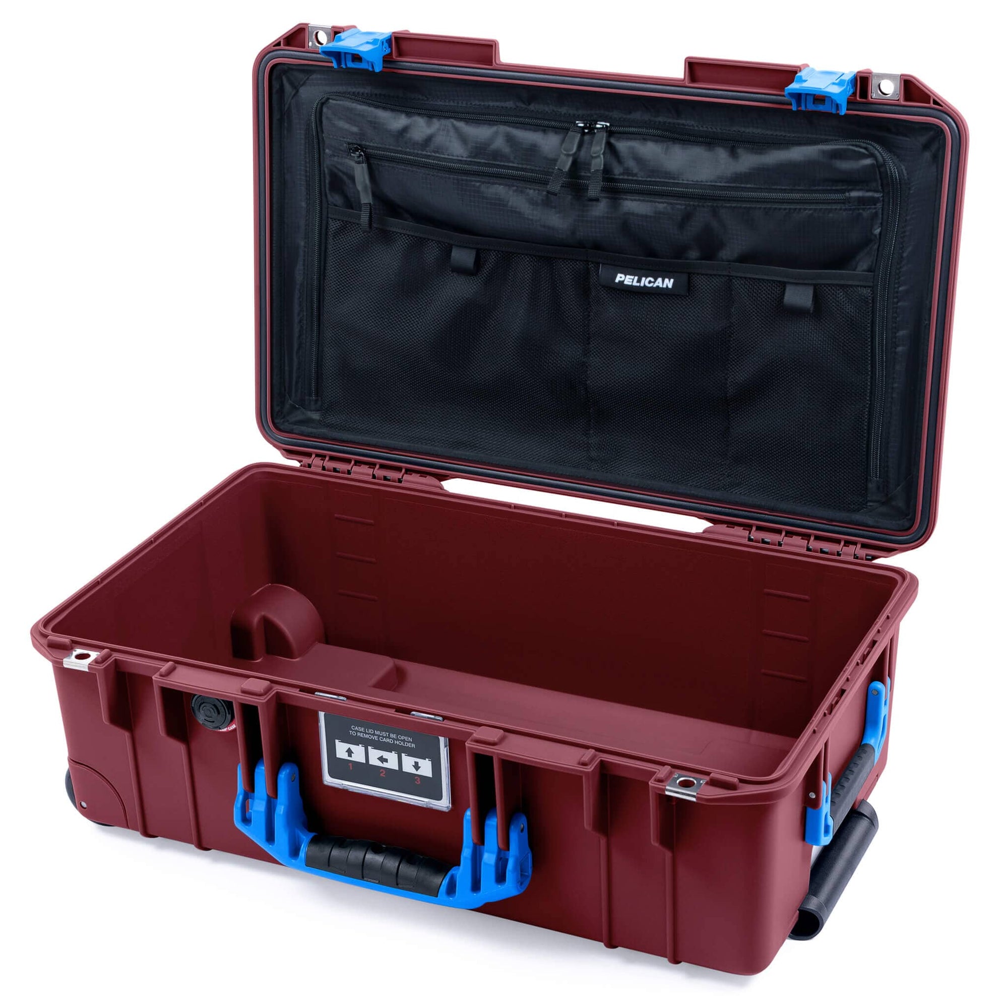 Pelican 1535 Air Case, Oxblood with Blue Handles & Latches TRVL Combo-Pouch Lid Organizer Only ColorCase 015350-0300-510-121