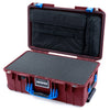 Pelican 1535 Air Case, Oxblood with Blue Handles & Latches Pick & Pluck Foam with Laptop Computer Lid Pouch ColorCase 015350-0201-510-121