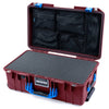 Pelican 1535 Air Case, Oxblood with Blue Handles & Latches Pick & Pluck Foam with Mesh Lid Organizer ColorCase 015350-0101-510-121