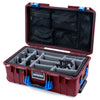 Pelican 1535 Air Case, Oxblood with Blue Handles & Latches Gray Padded Microfiber Dividers with Mesh Lid Organizer ColorCase 015350-0170-510-121