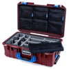 Pelican 1535 Air Case, Oxblood with Blue Handles & Latches Gray Padded Microfiber Dividers with 7-Piece Removable Mesh Pouches ColorCase 015350-0770-510-121
