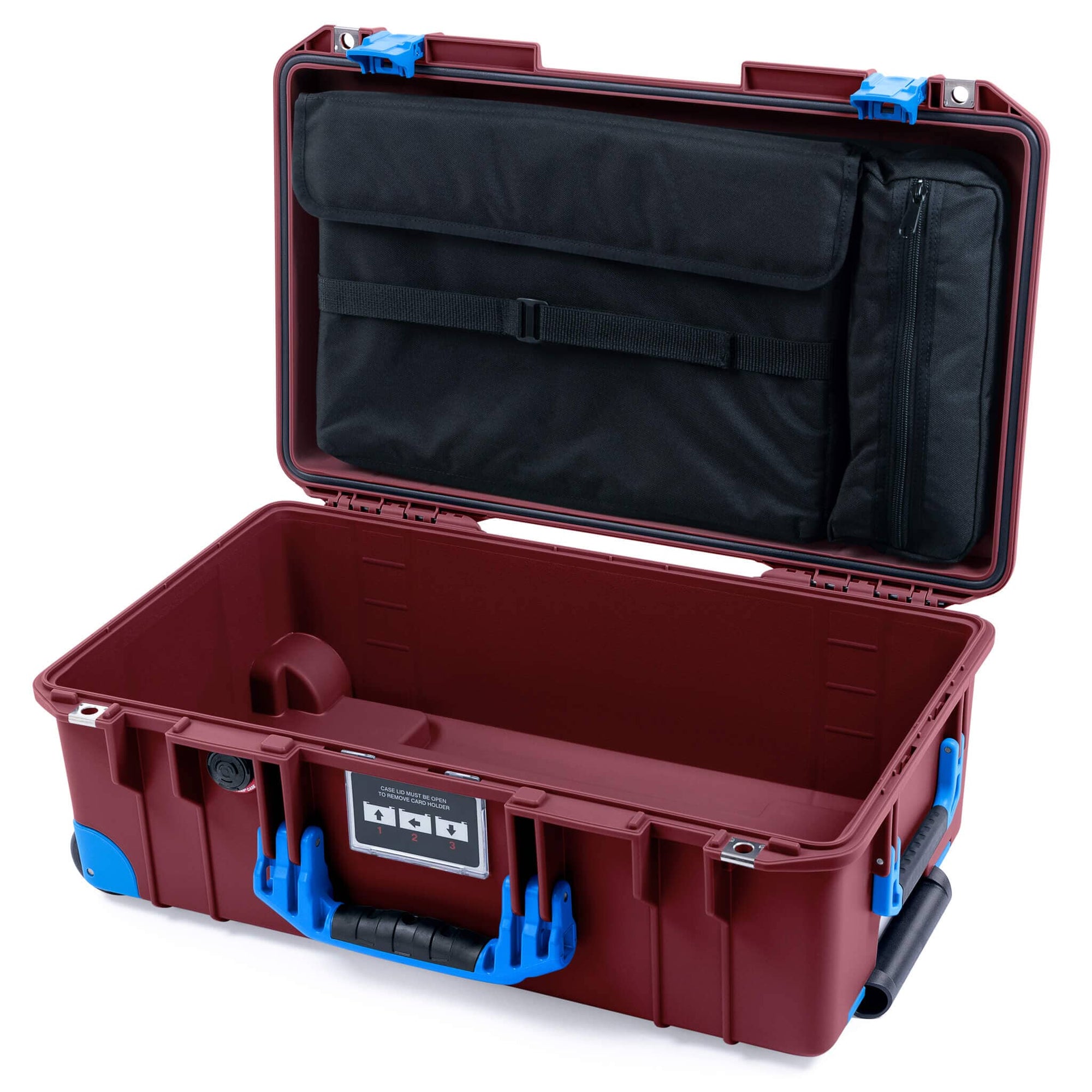 Pelican 1535 Air Case, Oxblood with Blue Handles, Latches & Trolley Laptop Computer Lid Pouch Only ColorCase 015350-0200-510-121-120