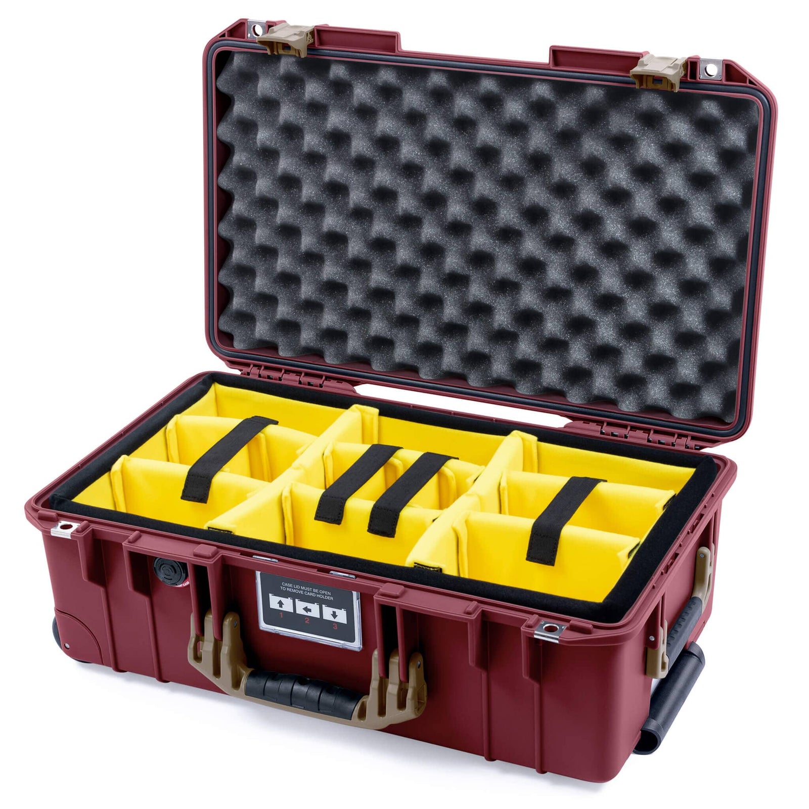Pelican 1535 Air Case, Oxblood with Dark Desert Dirt Handles & Latches Yellow Padded Microfiber Dividers with Convoluted Lid Foam ColorCase 015350-0010-510-581