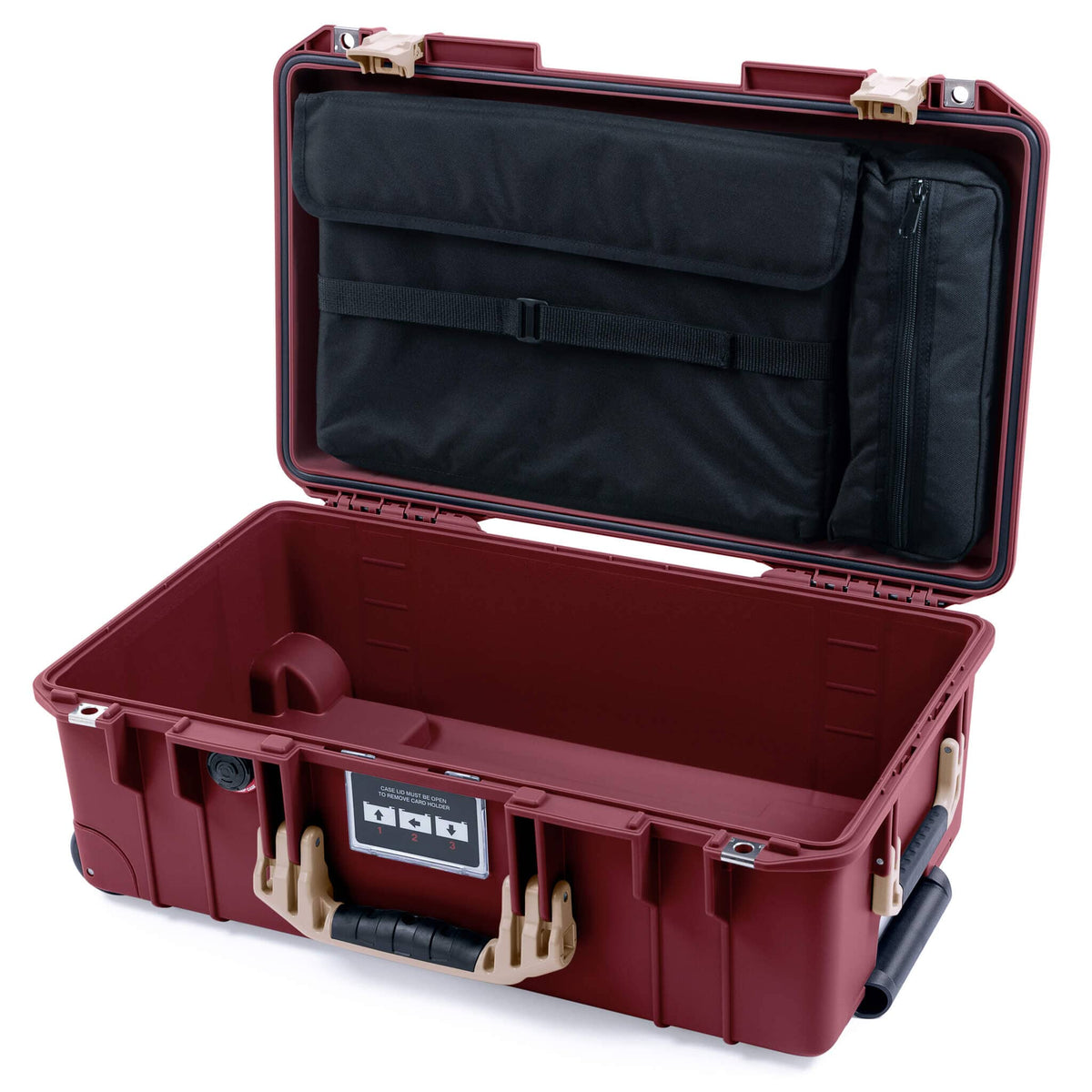 Pelican 1535 Air Case, Oxblood with Desert Tan Handles &amp; Latches Laptop Computer Lid Pouch Only ColorCase 015350-0200-510-311