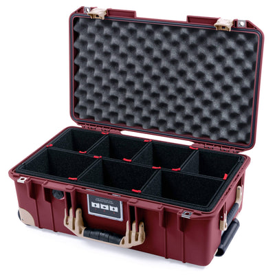 Pelican 1535 Air Case, Oxblood with Desert Tan Handles, Latches & Trolley TrekPak Divider System with Convoluted Lid Foam ColorCase 015350-0020-510-311-310