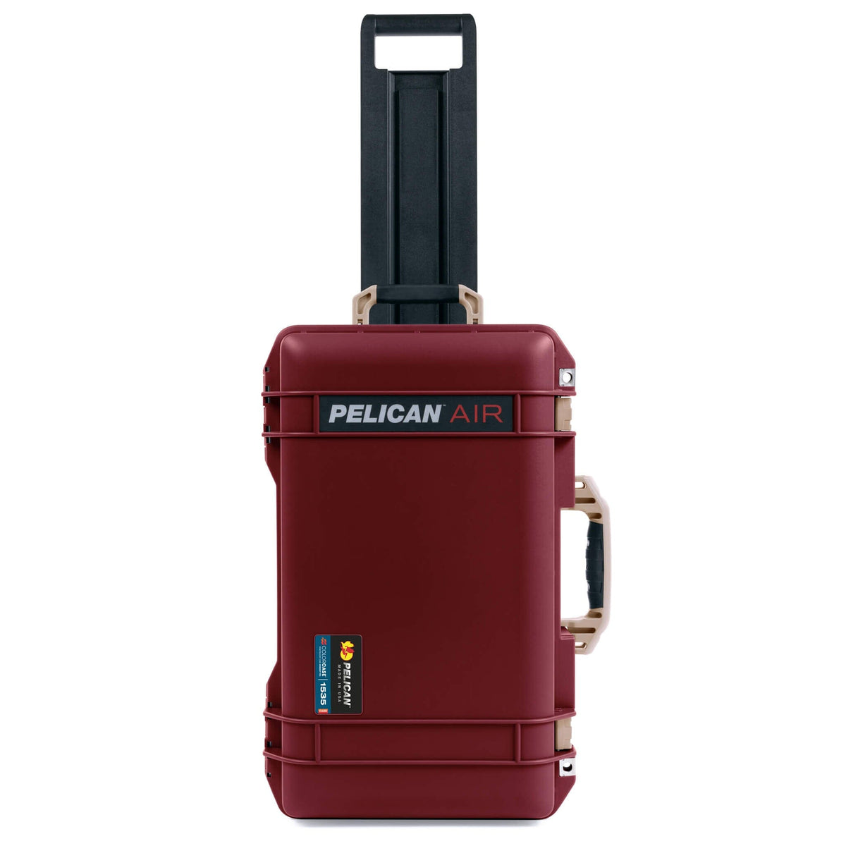 Pelican 1535 Air Case, Oxblood with Desert Tan Handles, Latches &amp; Trolley ColorCase 