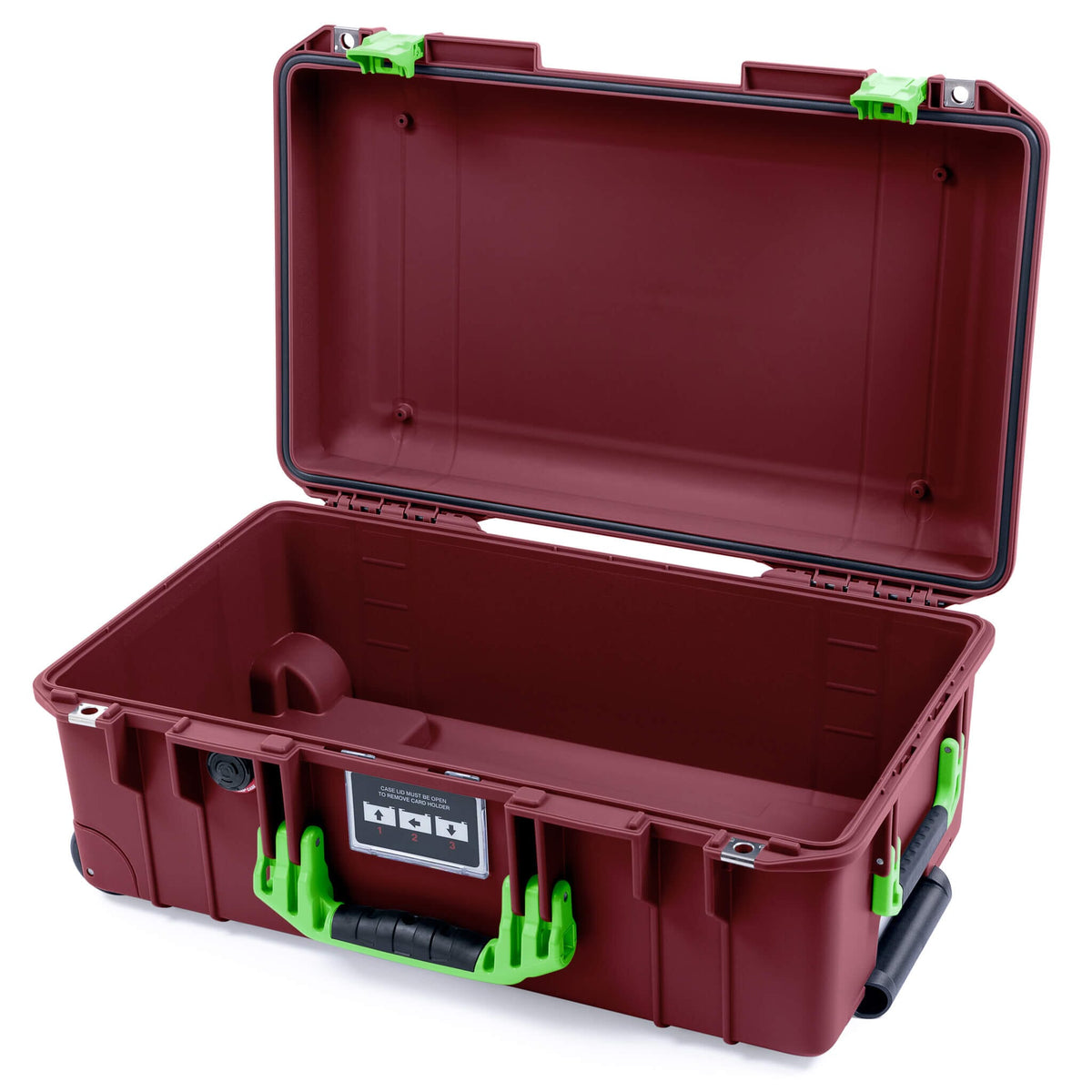 Pelican 1535 Air Case, Oxblood with Lime Green Handles &amp; Latches None (Case Only) ColorCase 015350-0000-510-301