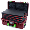 Pelican 1535 Air Case, Oxblood with Lime Green Handles & Latches Custom Tool Kit (4 Foam Inserts with Mesh Lid Organizers) ColorCase 015350-0160-510-301