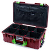 Pelican 1535 Air Case, Oxblood with Lime Green Handles & Latches TrekPak Divider System with TRVL Combo-Pouch Lid Organizer ColorCase 015350-0320-510-301