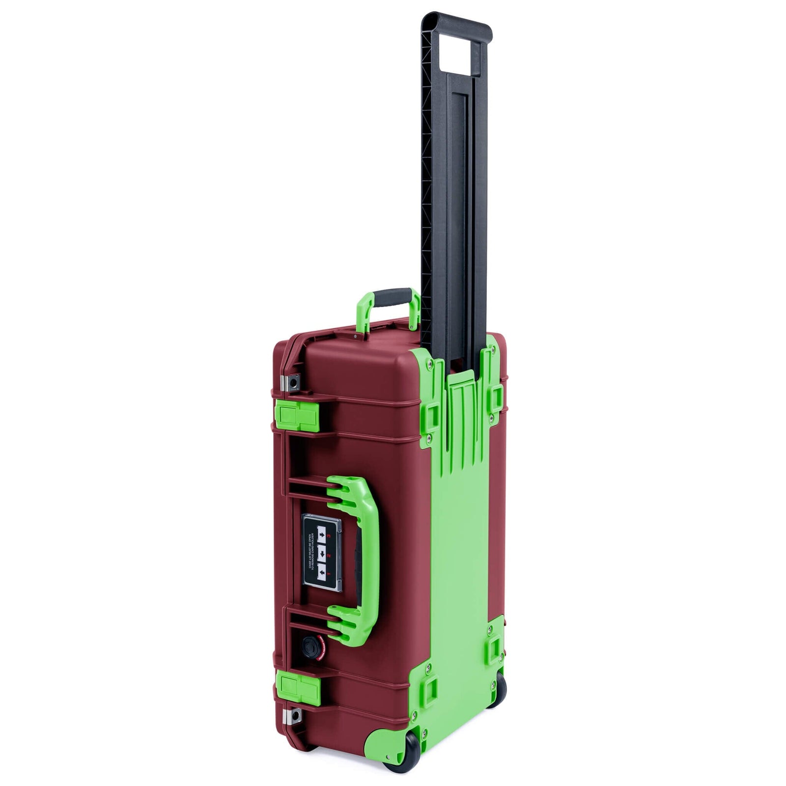 Pelican 1535 Air Case, Oxblood with Lime Green Handles, Latches & Trolley ColorCase 