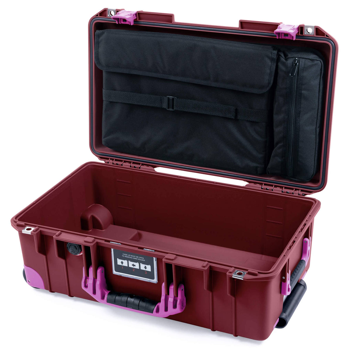 Pelican 1535 Air Case, Oxblood with Magenta Handles, Latches &amp; Trolley Laptop Computer Lid Pouch Only ColorCase 015350-0200-510-401-400