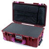 Pelican 1535 Air Case, Oxblood with Magenta Handles, Latches & Trolley Pick & Pluck Foam with Laptop Computer Lid Pouch ColorCase 015350-0201-510-401-400