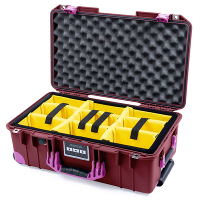 Pelican 1535 Air Case, Oxblood with Magenta Handles, Latches & Trolley Yellow Padded Microfiber Dividers with Convoluted Lid Foam ColorCase 015350-0010-510-401-400