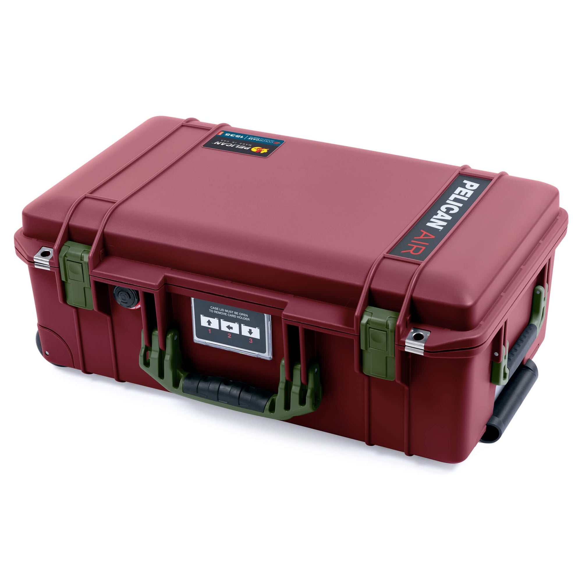 Pelican 1535 Air Case, Oxblood with OD Green Handles & Latches ColorCase 