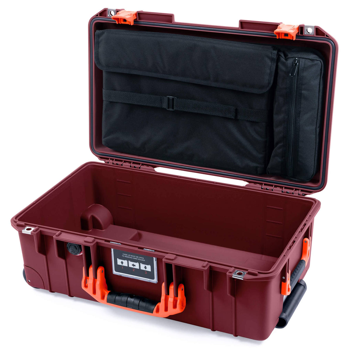 Pelican 1535 Air Case, Oxblood with Orange Handles &amp; Latches Laptop Computer Lid Pouch Only ColorCase 015350-0200-510-151