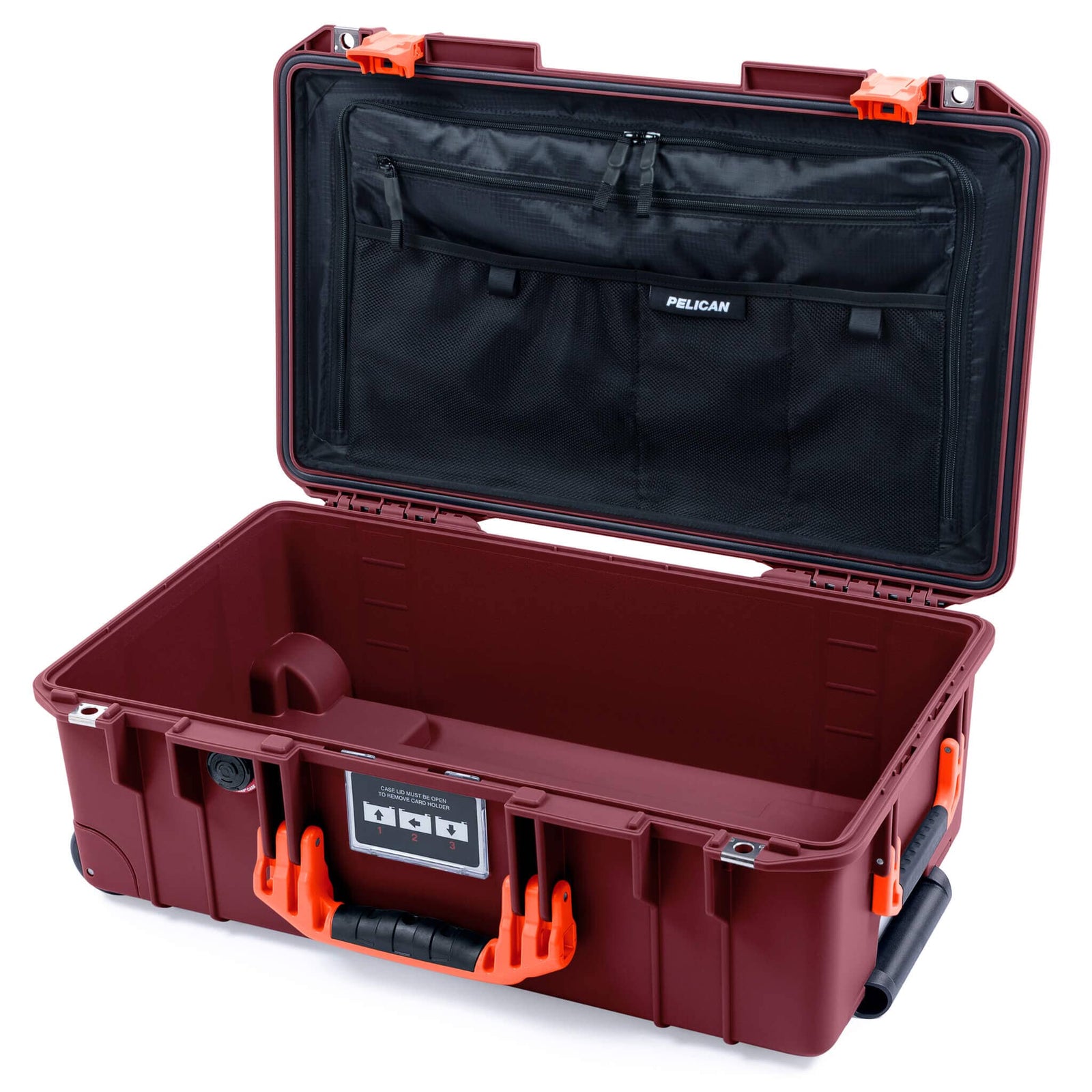 Pelican 1535 Air Case, Oxblood with Orange Handles & Latches TRVL Combo-Pouch Lid Organizer Only ColorCase 015350-0300-510-151