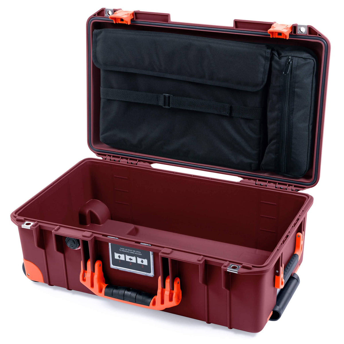 Pelican 1535 Air Case, Oxblood with Orange Handles, Latches &amp; Trolley Laptop Computer Lid Pouch Only ColorCase 015350-0200-510-151-150