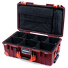 Pelican 1535 Air Case, Oxblood with Orange Handles, Latches & Trolley TrekPak Divider System with Laptop Computer Lid Pouch ColorCase 015350-0220-510-151-150