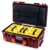 Pelican 1535 Air Case, Oxblood with Orange Handles, Latches & Trolley Yellow Padded Microfiber Dividers with Laptop Computer Lid Pouch ColorCase 015350-0210-510-151-150