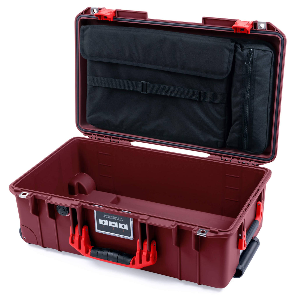Pelican 1535 Air Case, Oxblood with Red Handles &amp; Latches Laptop Computer Lid Pouch Only ColorCase 015350-0200-510-321