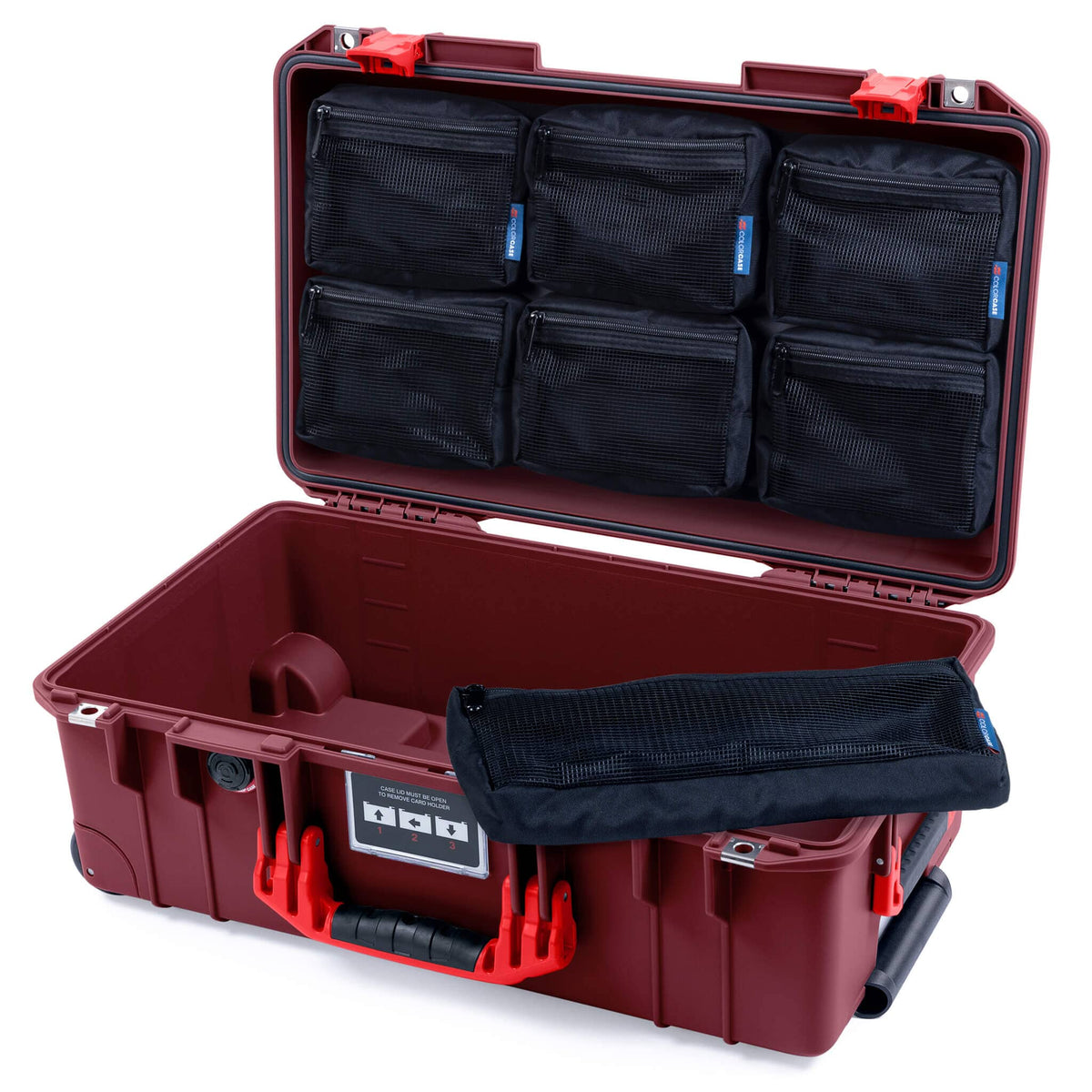 Pelican 1535 Air Case, Oxblood with Red Handles &amp; Latches 7-Piece Removable Mesh Pouches Only ColorCase 015350-0700-510-321