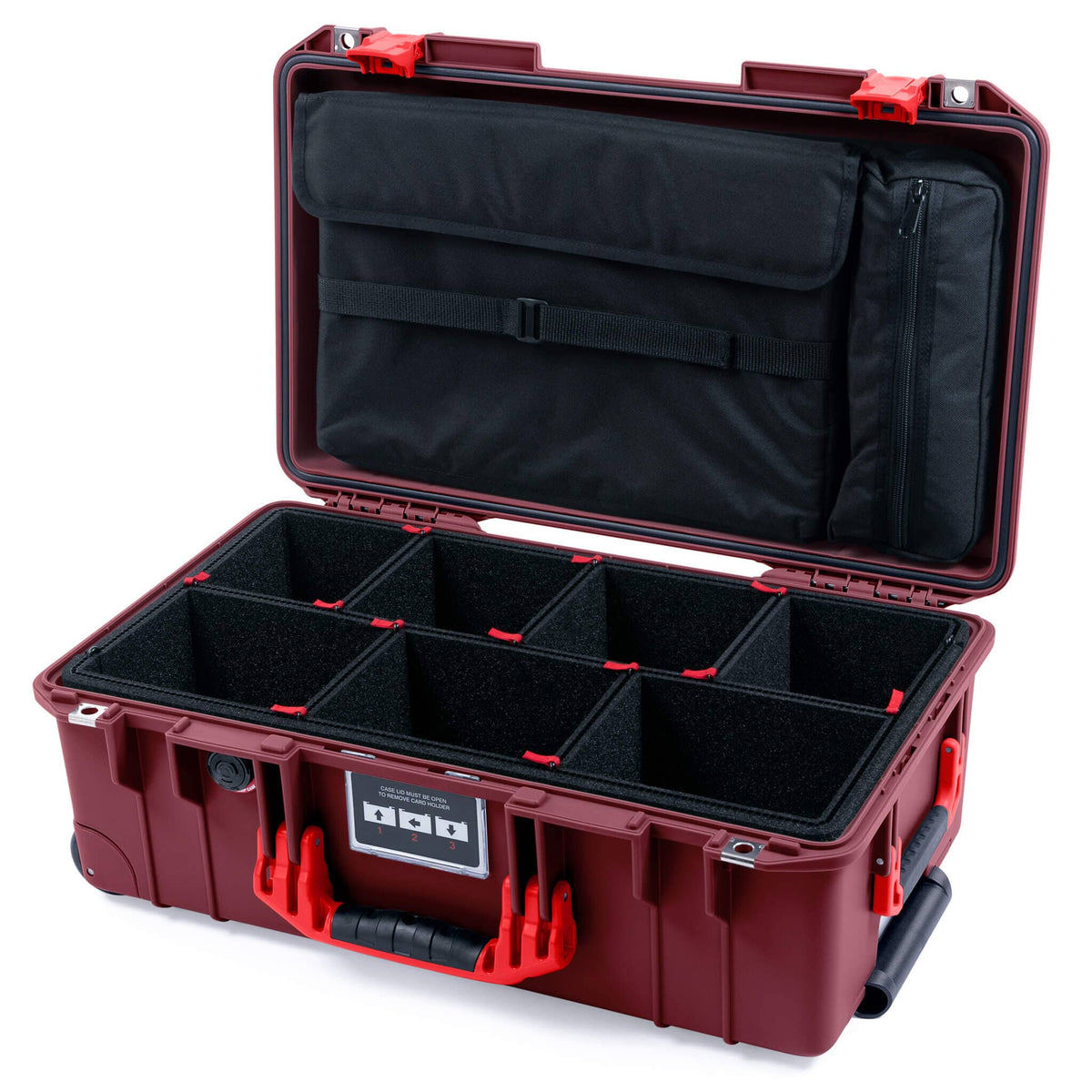 Pelican 1535 Air Case, Oxblood with Red Handles &amp; Latches TrekPak Divider System with Laptop Computer Lid Pouch ColorCase 015350-0220-510-321