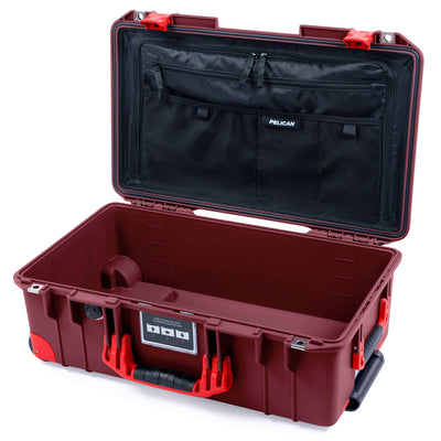 Pelican 1535 Air Case, Oxblood with Red Handles, Latches & Trolley TRVL Combo-Pouch Lid Organizer Only ColorCase 015350-0300-510-321-320