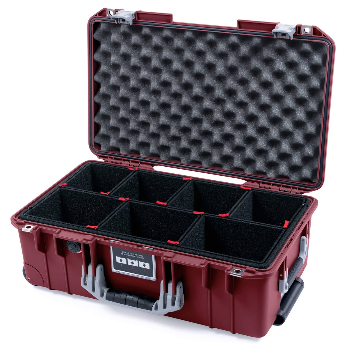Pelican 1535 Air Case, Oxblood with Silver Handles &amp; Latches TrekPak Divider System with Convoluted Lid Foam ColorCase 015350-0020-510-181