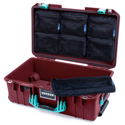 Pelican 1535 Air Case, Oxblood with Teal Handles & Latches 7-Piece Removable Mesh Pouches Only ColorCase 015350-0700-510-591