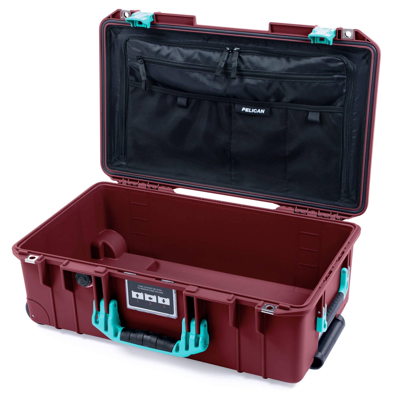 Pelican 1535 Air Case, Oxblood with Teal Handles & Latches TRVL Combo-Pouch Lid Organizer Only ColorCase 015350-0300-510-591