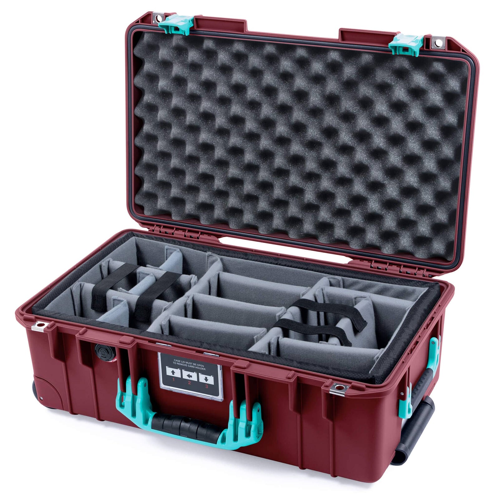 Pelican 1535 Air Case, Oxblood with Teal Handles & Latches ColorCase 