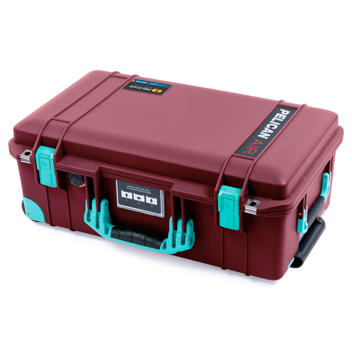 Pelican 1535 Air Case, Oxblood with Teal Handles, Latches &amp; Trolley ColorCase 