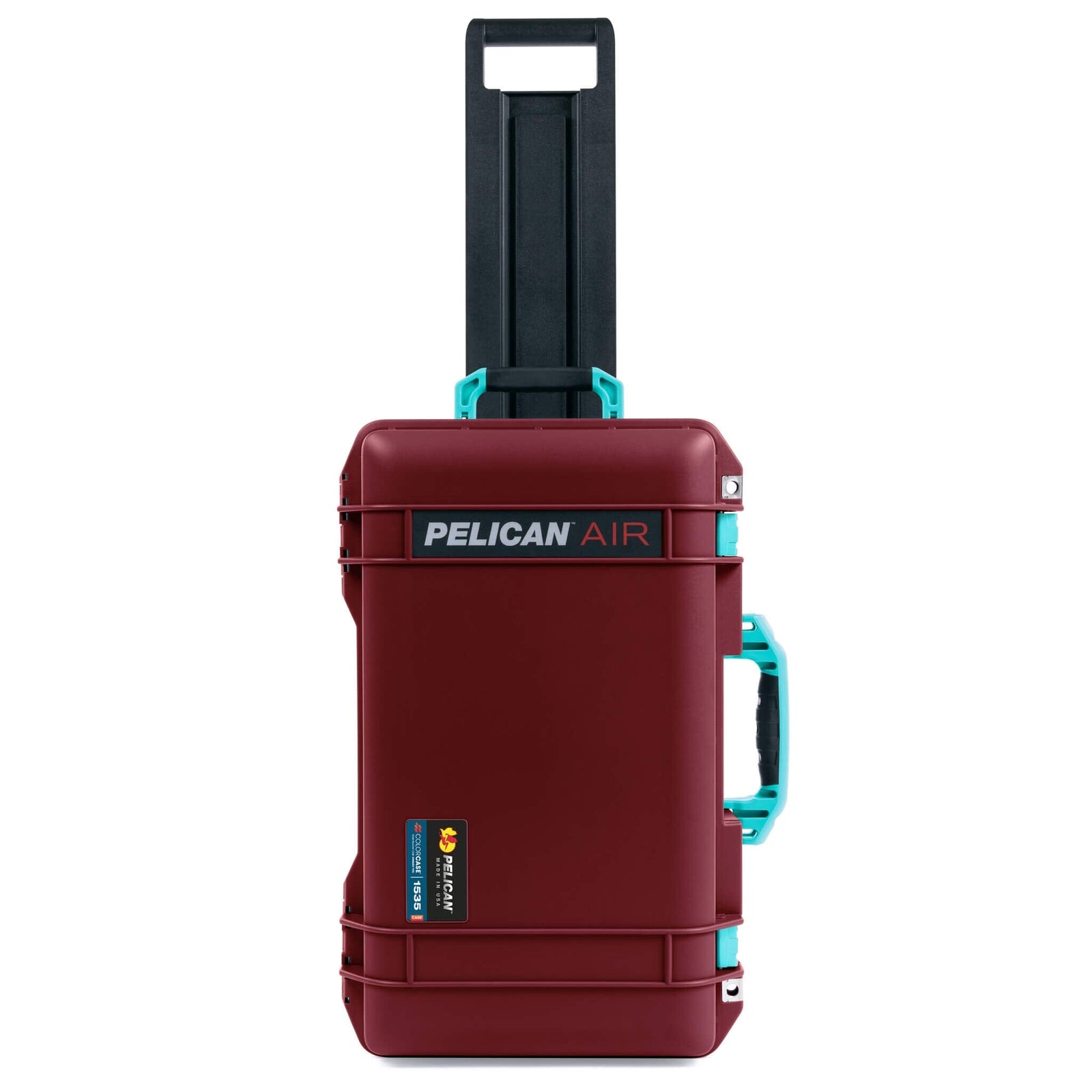 Pelican 1535 Air Case, Oxblood with Teal Handles, Latches & Trolley ColorCase 