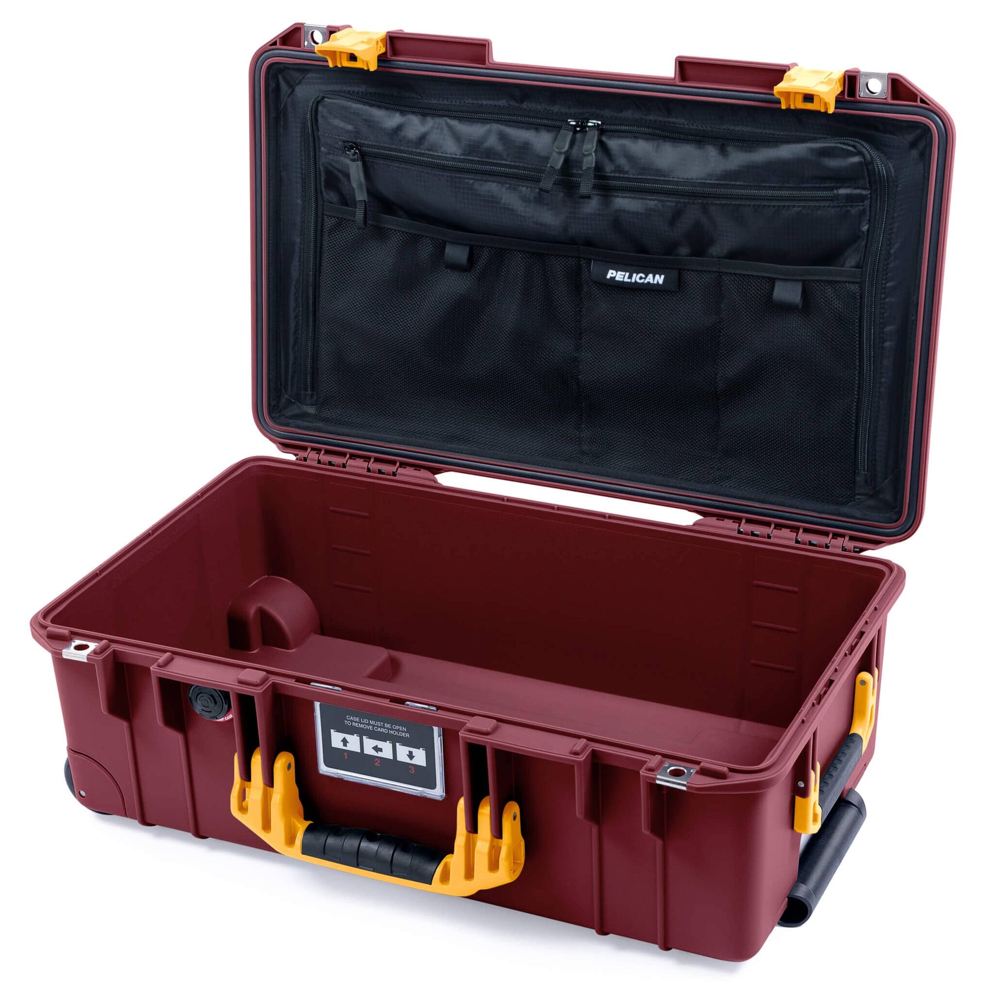 Pelican 1535 Air Case, Oxblood with Yellow Handles & Latches TRVL Combo-Pouch Lid Organizer Only ColorCase 015350-0300-510-241