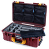 Pelican 1535 Air Case, Oxblood with Yellow Handles & Latches Gray Padded Microfiber Dividers with 7-Piece Removable Mesh Pouches ColorCase 015350-0770-510-241