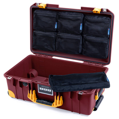 Pelican 1535 Air Case, Oxblood with Yellow Handles, Latches & Trolley 7-Piece Removable Mesh Pouches Only ColorCase 015350-0700-510-241-240