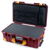 Pelican 1535 Air Case, Oxblood with Yellow Handles, Latches & Trolley Pick & Pluck Foam with Laptop Computer Lid Pouch ColorCase 015350-0201-510-241-240