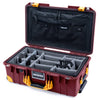 Pelican 1535 Air Case, Oxblood with Yellow Handles, Latches & Trolley Gray Padded Microfiber Dividers with TRVL Combo-Pouch Lid Organizer ColorCase 015350-0370-510-241-240