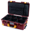 Pelican 1535 Air Case, Oxblood with Yellow Handles, Latches & Trolley TrekPak Divider System with Laptop Computer Lid Pouch ColorCase 015350-0220-510-241-240
