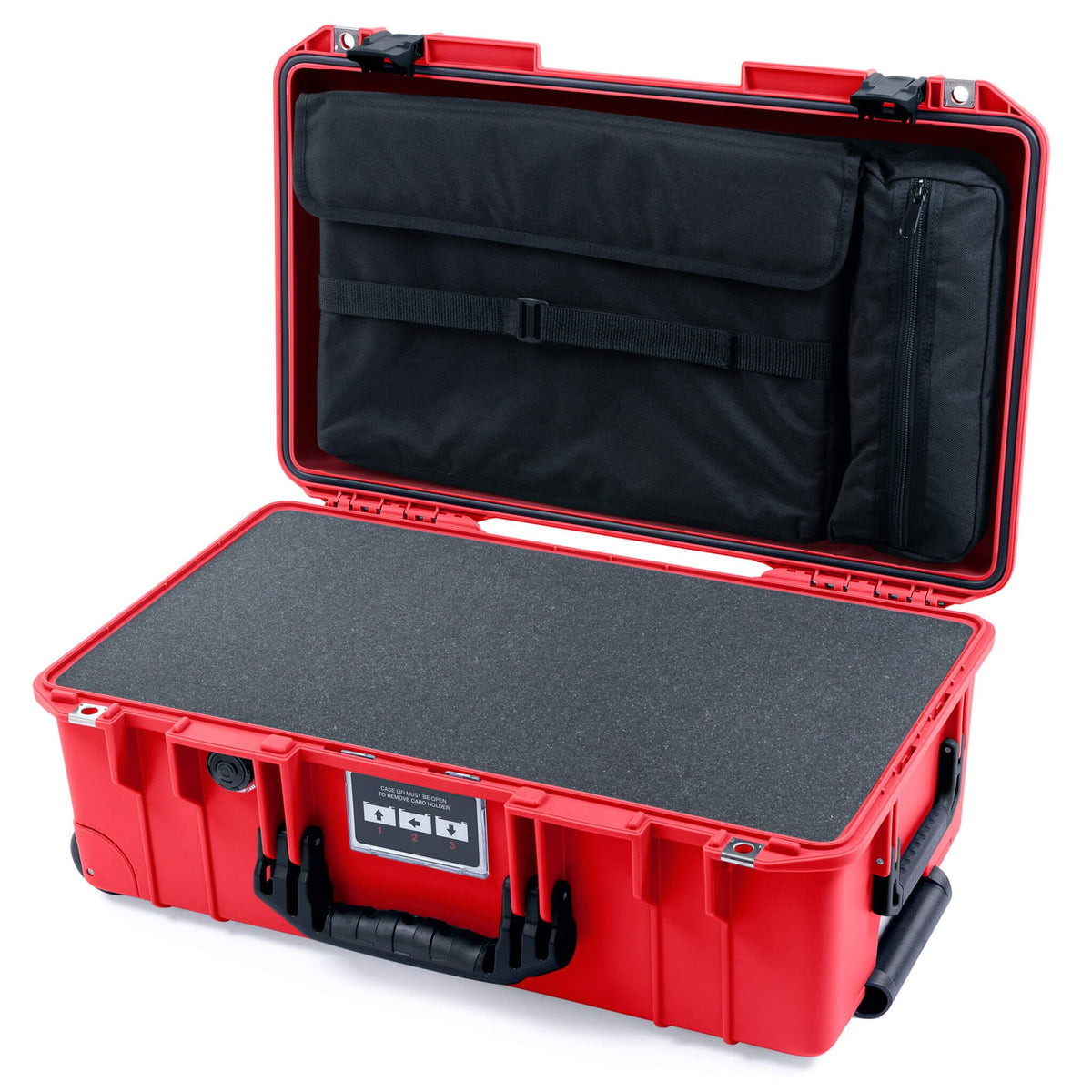 Pelican 1535 Air Case, Red with Black Handles &amp; Push-Button Latches Pick &amp; Pluck Foam with Computer Pouch ColorCase 015350-0201-320-111