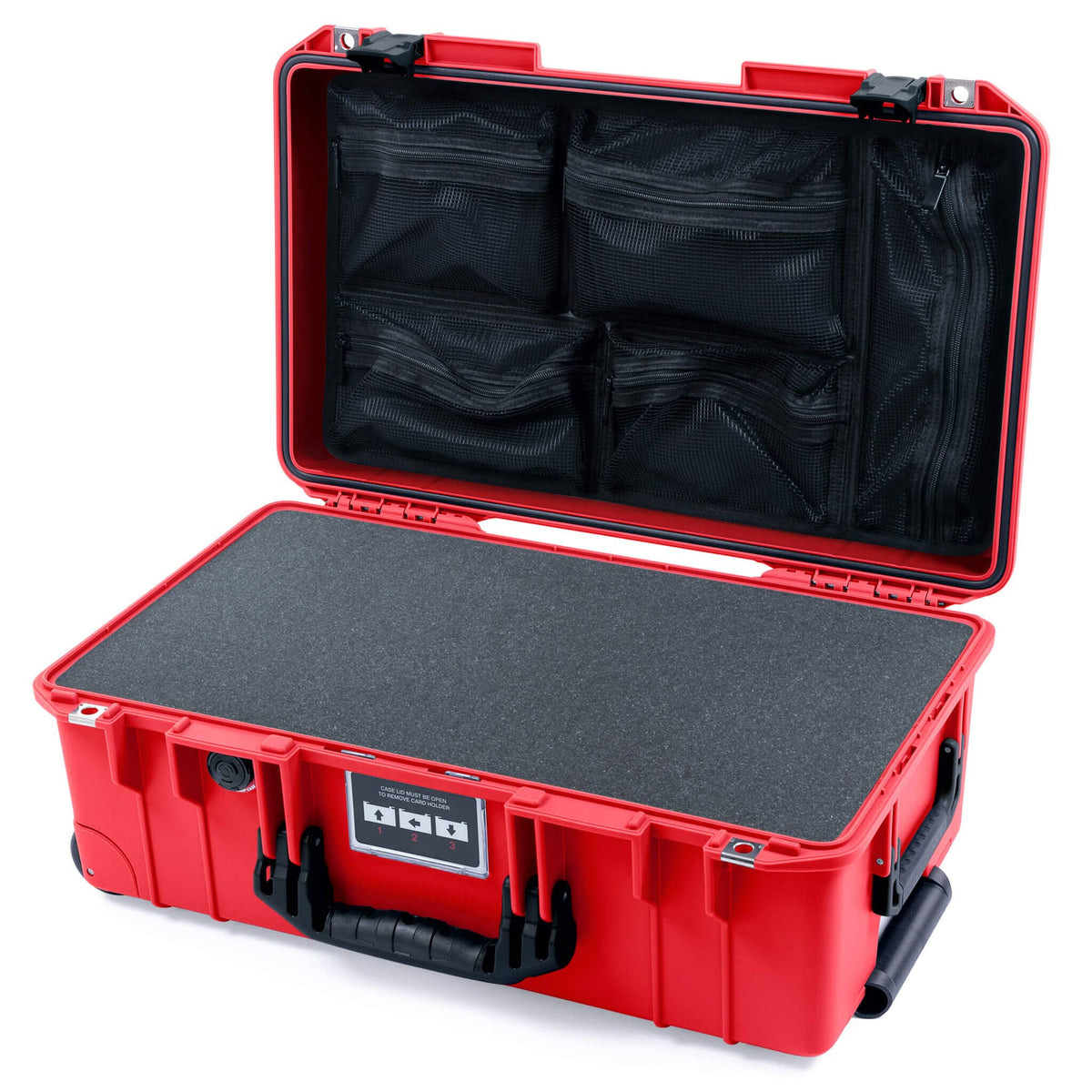 Pelican 1535 Air Case, Red with Black Handles &amp; Push-Button Latches Pick &amp; Pluck Foam with Mesh Lid Organizer ColorCase 015350-0101-320-111