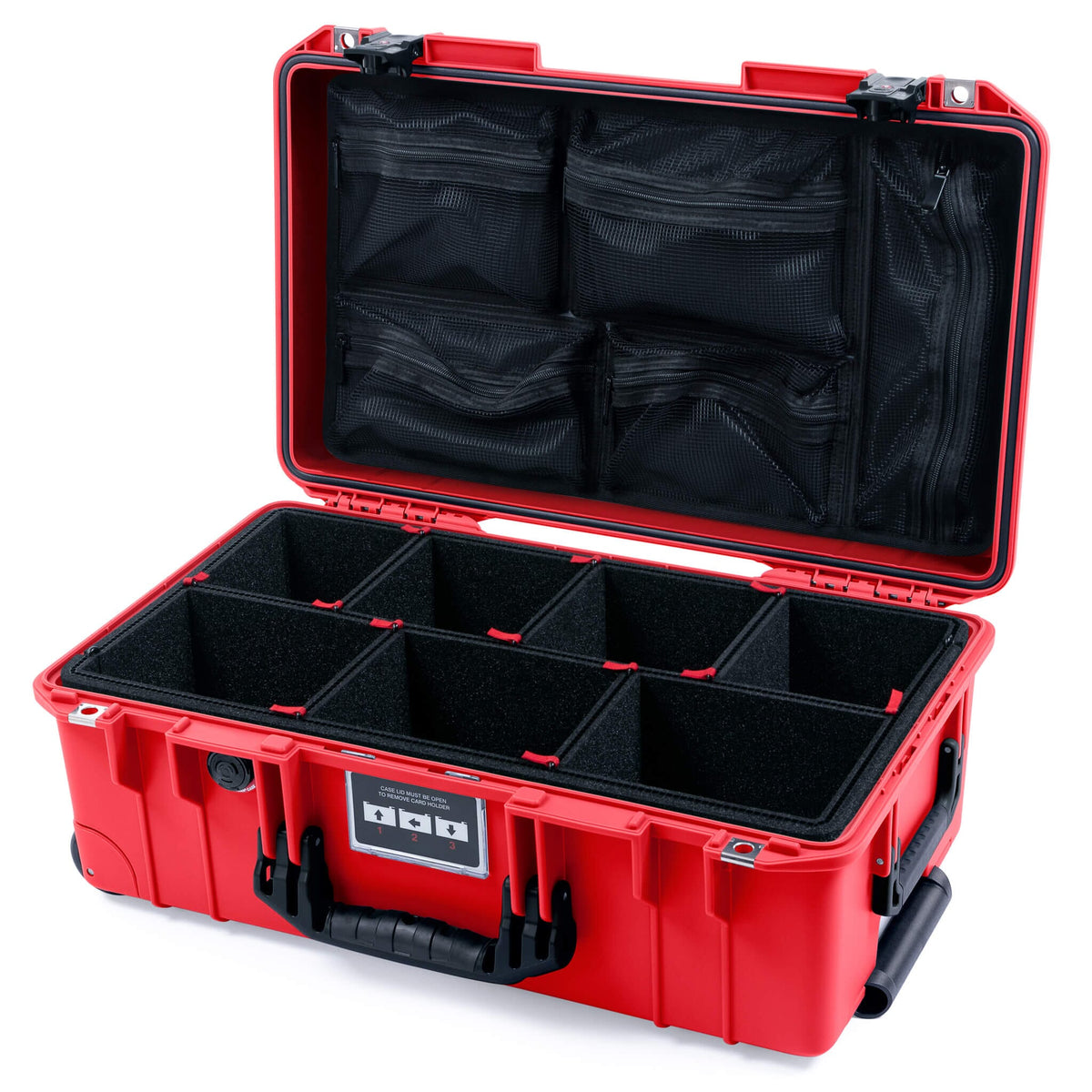 Pelican 1535 Air Case, Red with Black Handes &amp; TSA Locking Latches TrekPak Divider System with Mesh Lid Organizer ColorCase 015350-0120-320-L10